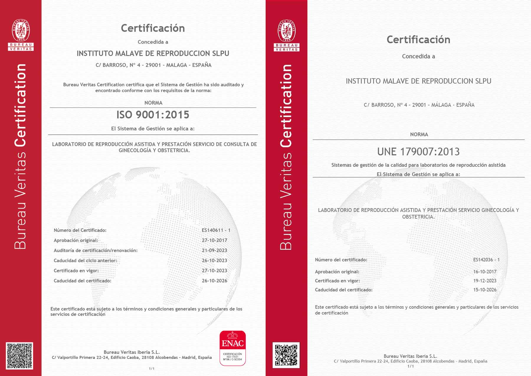 Certificación Bureau Veritas. ISO9001 , UNE179007